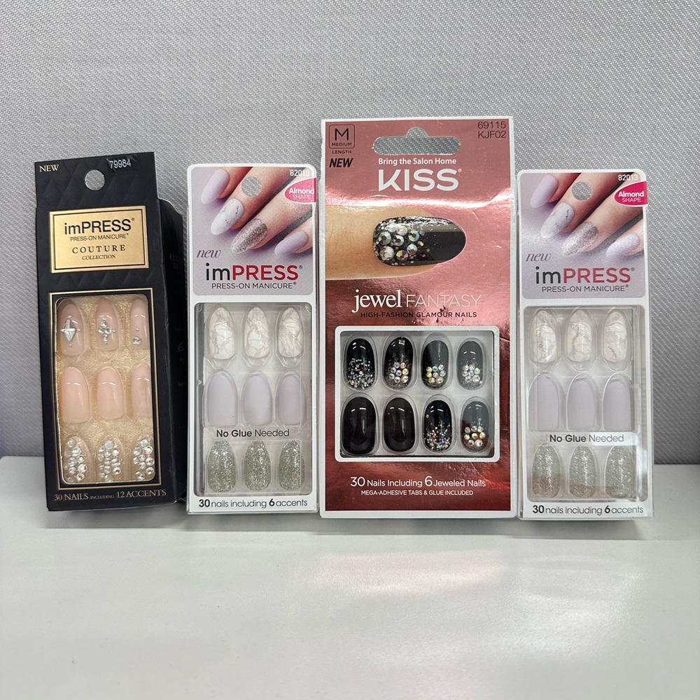 🔥🔥🔥NEW Impress Jewel Fantasy Couture Collection Press On Nails Bundle Of 4